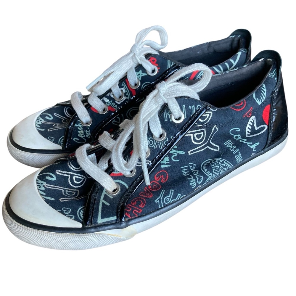 Coach Black Graffiti Print Low-Top Sneakers - Women's